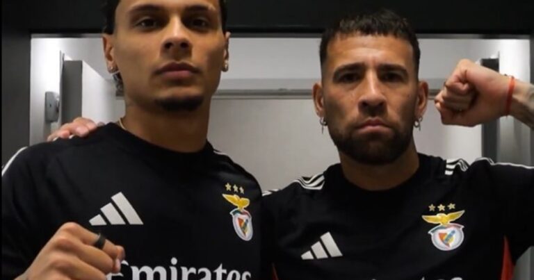 Nicolás Otamendi recibió con «los guantes puestos» al colombiano Richard Ríos: rivales en Eliminatorias y ahora compañeros en Benfica