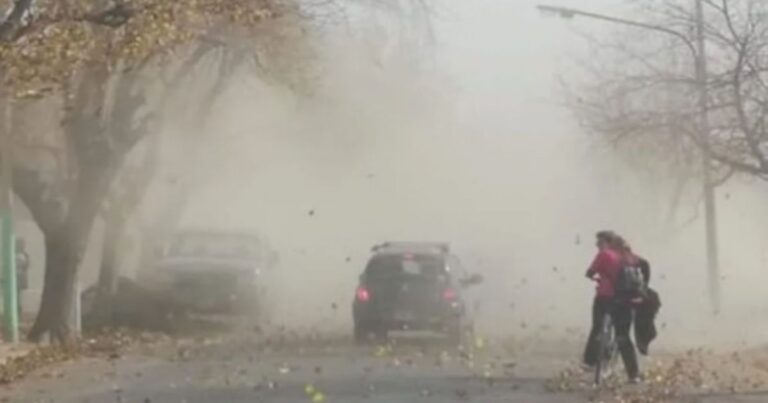 Mapa del pronóstico del tiempo mostrando las zonas de Neuquén y Río Negro bajo alerta meteorológica.