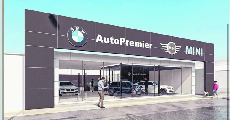 Fachada moderna del nuevo espacio comercial de BMW y MINI en la ciudad de Neuquén.
