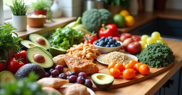 Ilustración de ingredientes y platos típicos de la cocina de Río Negro en otoño.