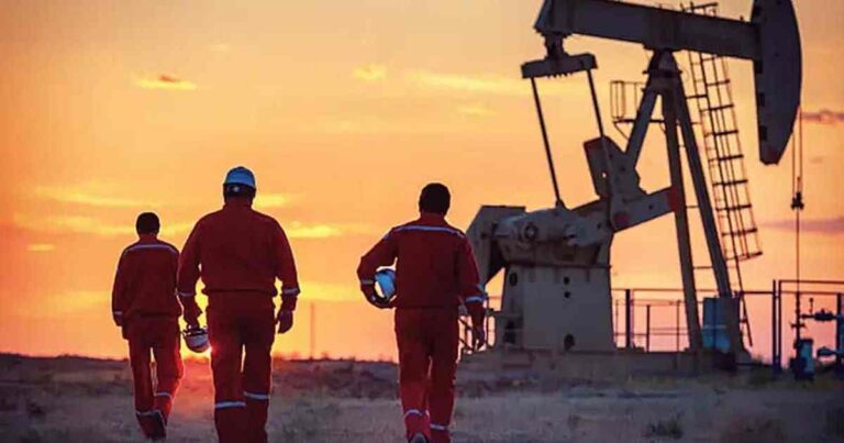 Ilustración de una plataforma petrolera en la provincia de Santa Cruz