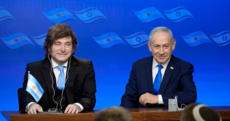 El presidente Javier Milei durante su visita oficial en Israel.