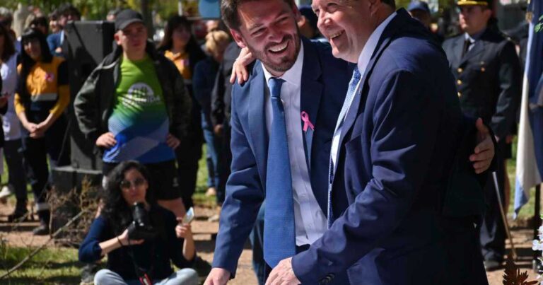 Mapa de la provincia de Río Negro con iconos representando política y transporte.